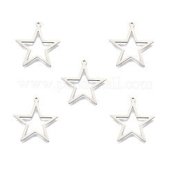 変色しない201ステンレススチールペンダント  スター  ステンレス鋼色  26x25x1.5mm  穴：1.2mm&nbsp;STAS-N098-096P