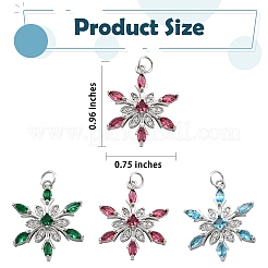 6Pcs 3 Style Brass Cubic Zirconia Pendants&nbsp;ZIRC-SZ0001-80P