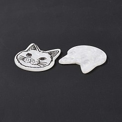 オペークアクリルパーツ  猫のチャーム  ホワイト  38x33.5x2.5mm  穴：1.5mm&nbsp;SACR-G023-B02