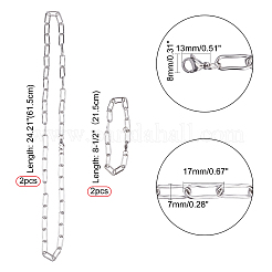 304ステンレススチールペーパークリップチェーン  描かれた細長いアズキチェーンブレスレット  カニカン付き  ステンレス鋼色  8-1/2インチ（21.5cm）  8-1/2インチ（21.5cm）  4個/箱&nbsp;STAS-UN0012-44