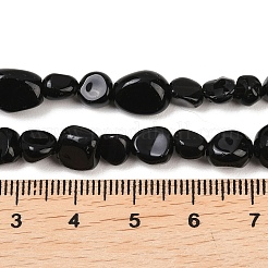 天然石オブシディアンビーズ連売り  ナゲット  タンブルストーン  6~12x5~7x3.5~4.5mm  穴：0.7~0.8mm  約21~24個/連  7.87''~8.39''（20~21.3センチメートル）&nbsp;G-K395-B06-01