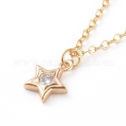 Brass Micro Pave Clear Cubic Zirconia Pendant Necklaces&nbsp;NJEW-JN03400