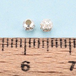 925スターリングシルバービーズ  ラウンド  テクスチャ  銀  3mm  穴：1.2mm&nbsp;STER-N017-21A-S