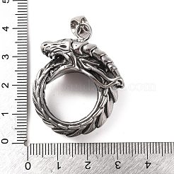 316サージカルステンレスペンダント  ドラゴンチャーム  アンティークシルバー  38.5x31x13.5mm  穴：9x4mm&nbsp;STAS-Z073-49AS-02
