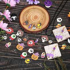 30 個 15 スタイルのハロウィン合金エナメルペンダントセット  ライトゴールド  ミックスシェイプチャーム  ミックスカラー  21.5~33x14.5~30x1~1.5mm  穴：1.6~2mm  2 個//スタイル&nbsp;ENAM-SZ0004-16