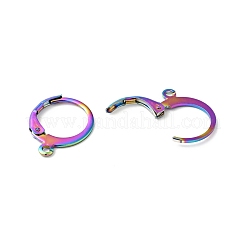 304ステンレス鋼フレンチフックピアス金具イオンプレーティング（IP）  水平ループ付き  虹色  14.5x12x1.8mm  穴：1.2mm  ピン：0.6mm&nbsp;STAS-I045-02MC