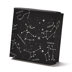 厚紙ジュエリー包装箱  内部のスポンジ  リング用  小さな時計  ネックレス  イヤリング  ブレスレット  星座模様  9.3x9.3x3.2cm&nbsp;LS-CON-B003-01A-01