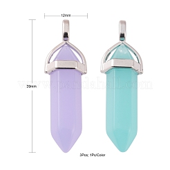 3Pcs 3 Colors Imitation Jade Glass Pointed Pendants&nbsp;GLAA-FS0001-04