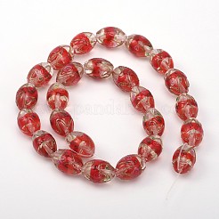 Oval Shaped Handmade Gold Sand Lampwork Beads&nbsp;LAMP-L044-01