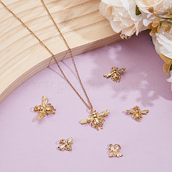 6個 3スタイルラックメッキ真鍮ペンダント  丸カン付き  ミツバチ  18KGP本金メッキ  13~18x14.5~25x2.5~3.5mm  穴：3~3.4mm  2個/スタイル&nbsp;KK-GO0002-34