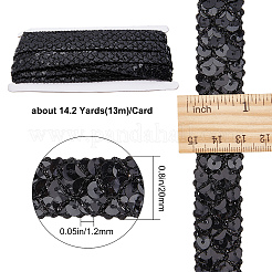 プラスチックスパンコールビーズ  スパンコールビーズ  装飾アクセサリー  3列パレットロール  フラットラウンド  ブラック  20x1.2mm  13m /カード&nbsp;OCOR-WH0079-78A