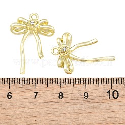 合金&クリスタルラインストーンペンダント  ちょう結びのチャーム  ラックめっき  ゴールドカラー  25x18x5.5mm  穴：1.6mm&nbsp;RB-CBAF039-04G
