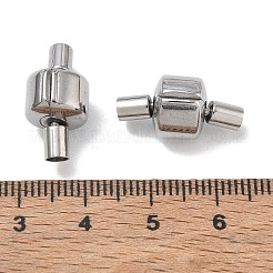 304ステンレススチール製ヨーロピアンクラスプ、コードエンド付き  コラム  ステンレス鋼色  18.5x10mm  穴：3mm&nbsp;SA-CBABC0F-06P