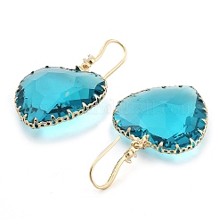 Glass Heart Dangle Earrings&nbsp;EJEW-Q800-19C-KCG