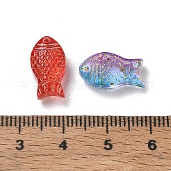 手作りランプワークビーズ  魚  ゴールドライン入り  ミックスカラー  15.5x8x5.5mm  穴：1.1mm&nbsp;LA-CBAC95F-02