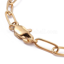 PVD Vacuum Plating 304 Stainless Steel Paperclip Chain Bracelets&nbsp;BJEW-I295-15G