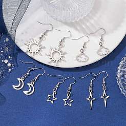 5 Pairs 5 Styles Alloy Hollow Dangle Earrings&nbsp;EJEW-JE05495-S