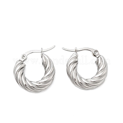 304 Stainless Steel Twist Ring Hoop Earrings&nbsp;EJEW-Z146-01P-01