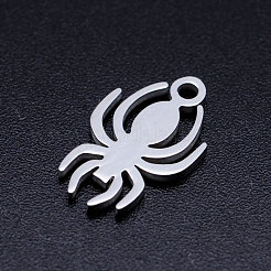 変色しない201ステンレススチールペンダント  ブランクチャームのスタンピング  クモ  ステンレス鋼色  15x9x1mm  穴：1.5mm&nbsp;STAS-T046-JA335