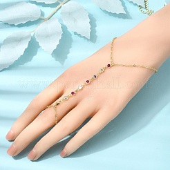 真鍮マイクロパヴェキュービックジルコニアミトンブレスレット  女性用アズキチェーンブレスレット  混合図形  長持ちメッキ  ラックめっき  カドミウムフリー＆鉛フリー  18KGP本金メッキ  5.71~7.28インチ（14.5~18.5cm）&nbsp;BJEW-C156-01G