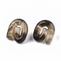 透明樹脂スタッドピアス  天然石風  ステンレス鋼ピンと  渦  ココナッツブラウン  19.5x17mm  ピン：0.7mm&nbsp;EJEW-T012-01-B01