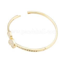 Clear Cubic Zirconia Double Heart Bangles&nbsp;BJEW-G651-01G