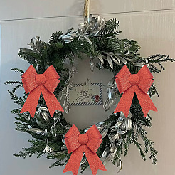 クリスマス PVC グリッター 蝶結び  パーティーの屋内と屋外の装飾  レッド  208x170x10mm  6個/セット&nbsp;AJEW-SP0003-72A-01