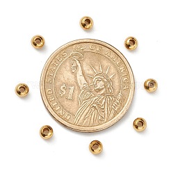 304ステンレススチールビーズ  ラウンド  24KGP本金メッキ  4x3.5~4mm  穴：1.5mm&nbsp;STAS-H558-36G
