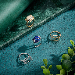 4Pcs 2 Colors Adjustable Brass Ring Components&nbsp;KK-PH0005-29