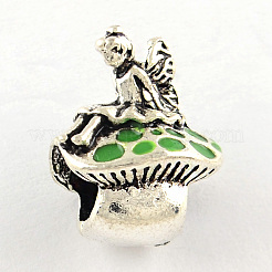 Antique Silver Plated Fairy and Mushroom Tibetan Style Alloy Enamel European Beads&nbsp;X-ENAM-Q421-12