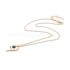 最高の芽合金ペンダントネックレス  バレンタインデー失恋ネックレス  ゴールドカラー  ブラック  17.71インチ（45cm）  2.2mm  2個/セット&nbsp;LS-NJEW-K124-03B-G