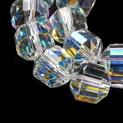 電気メッキガラスビーズセット  ABカラー  多面カット  コラム  クリアAB  6~7x6~7mm  穴：1.2mm  約58~59個/連  15.55~15.75インチ（39.5~40cm）&nbsp;EGLA-C003-04
