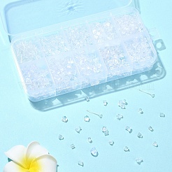 10種類のプラスチック製ピアスキャッチ  ピアスバックキャッチ  透明  3~12x3~7x2.5~7mm  穴：0.3~1mm&nbsp;KY-YW0001-73