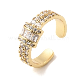 Brass Micro Pave Cubic Zirconia Cuff Open Rings for Women&nbsp;RJEW-L343-04G-04