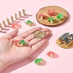 10個2色プラスチックペンダント  アクリルと金メッキの真鍮ループ付き  キノコ  ミックスカラー  23x22~23mm  穴：1.5mm  5個/カラー&nbsp;KY-FS0001-34B