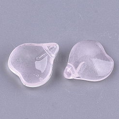透明スプレー塗装ガラスペンダント  花びら  ピンク  15x13x5mm  穴：1mm&nbsp;GLAA-S183-06A