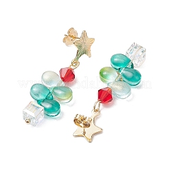 304 Stainless Steel with Glass Stud Dangle Earring&nbsp;EJEW-TA00530