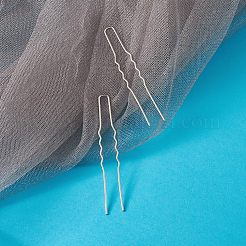 ヘアアクセサリーアイロンかんざしヘアフォークパーツ  プラチナ  63x10x1mm&nbsp;OHAR-TAC0002-01P