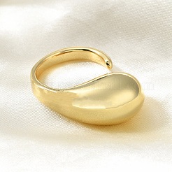 Rack Plating Brass Teardrop Open Cuff Ring for Women&nbsp;X-RJEW-A016-03G