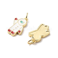 真鍮製エナメルペンダント  丸カン付き  ラックめっき  18KGP本金メッキ  鉛フリー＆カドミウムフリー  長持ちメッキ  宇宙飛行士  16.5x10x2mm  穴：3.3mm&nbsp;KK-L237-024G-02