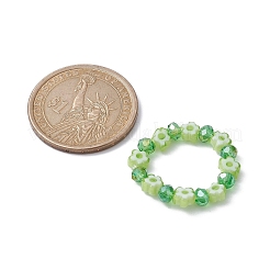 女性用ガラスビーズストレッチ指輪  花  ミックスカラー  usサイズ7 1/4(17.5mm)&nbsp;RJEW-JR00595