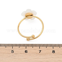 304ステンレススチールシェルリング  花  18KGP本金メッキ  11.5x12mm&nbsp;RJEW-D305-05G