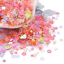 PVCスパンコール  縫製工芸品の装飾  混合形状  服/ウサギ/雪の結晶  サンゴ  1.5~12x3~12.5x0.3~2.5mm  穴：1~1.8mm  約1320個/袋&nbsp;PVC-E002-01A