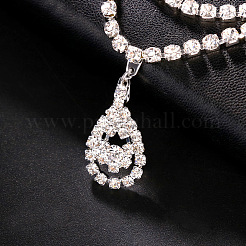 Alloy Full Crystal Rhinestone Teardrop Charm Double Layer Waist Chain&nbsp;WG7517E-02