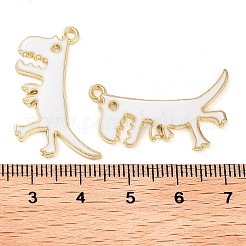メッキ合金エナメルチャームラック  ゴールドカラー  恐竜チャーム  ホワイト  29.5x22x2mm  穴：2mm&nbsp;FIND-Q099-01G-04