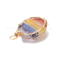 Chakra Natural Mixed Gemstone Copper Wire Wrapped Pendants&nbsp;PALLOY-JF02045-01