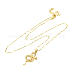 Brass Snake Pendant Cable Chain Necklaces for Women&nbsp;NJEW-S438-01A-G