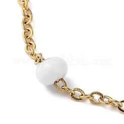 PVD Vacuum Plating Golden 304 Stainless Steel Cable Chain Bracelet with Enamel Rondelle Beaded&nbsp;BJEW-G683-02G