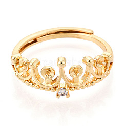 Crown Brass Micro Pave Cubic Zirconia Cup Peg Ring Settings&nbsp;KK-N274-09G