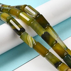 天然石瑪瑙ビーズ連売り  染め＆加熱  コラム  ダークカーキ  8~8.5x14.5~16mm  穴：1.6mm  約12個/連  7.20~7.48''（18.3~19センチメートル）&nbsp;G-H295-E01-12